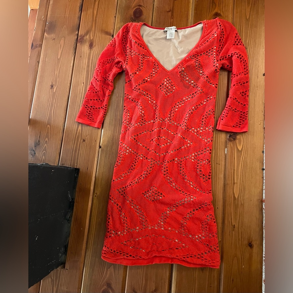 Arden B Vibrant Red Long Sleeve Dress